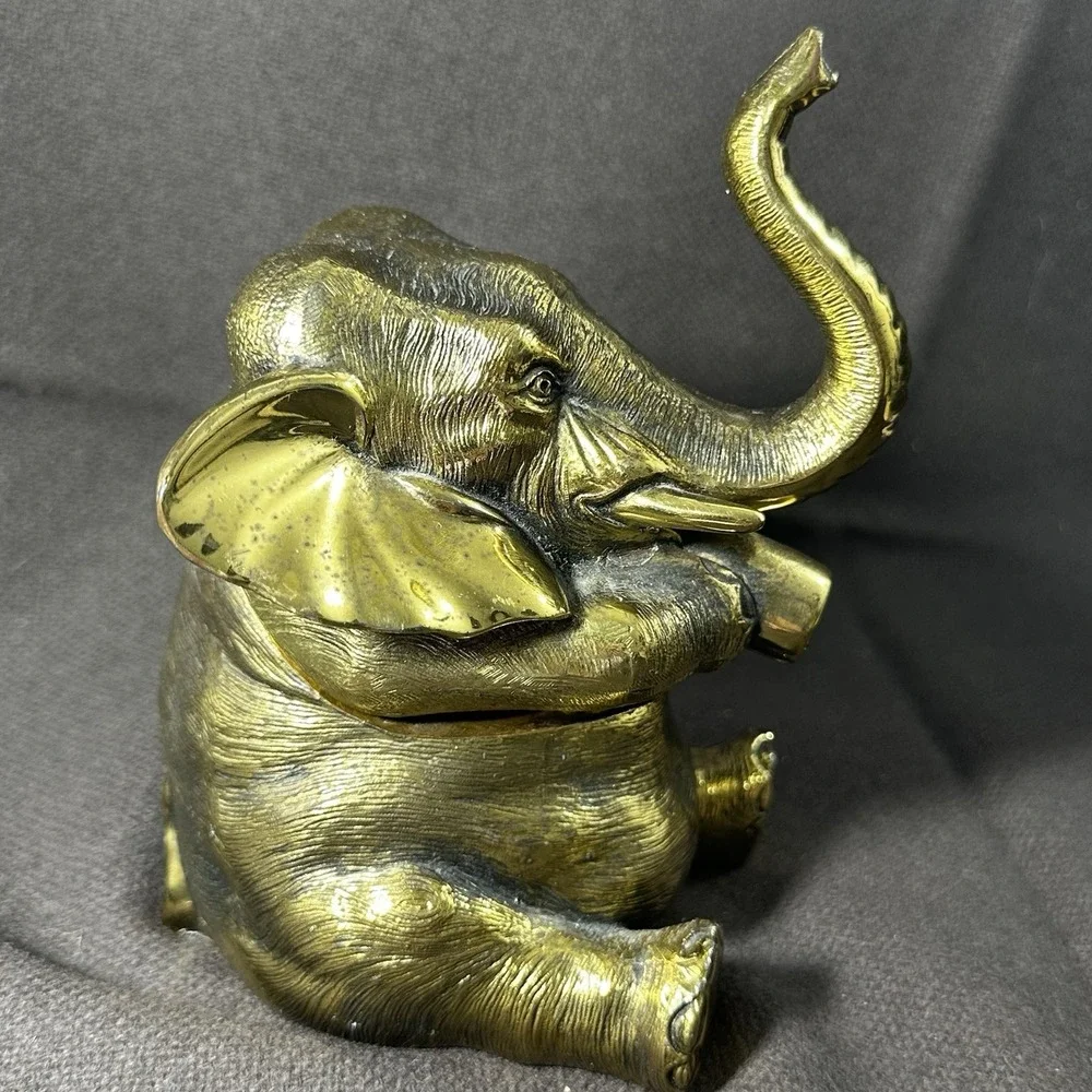 Jennings Brothers Brass Elephant JB USA French Bronze Trinket Box 2lb 12oz ANTG